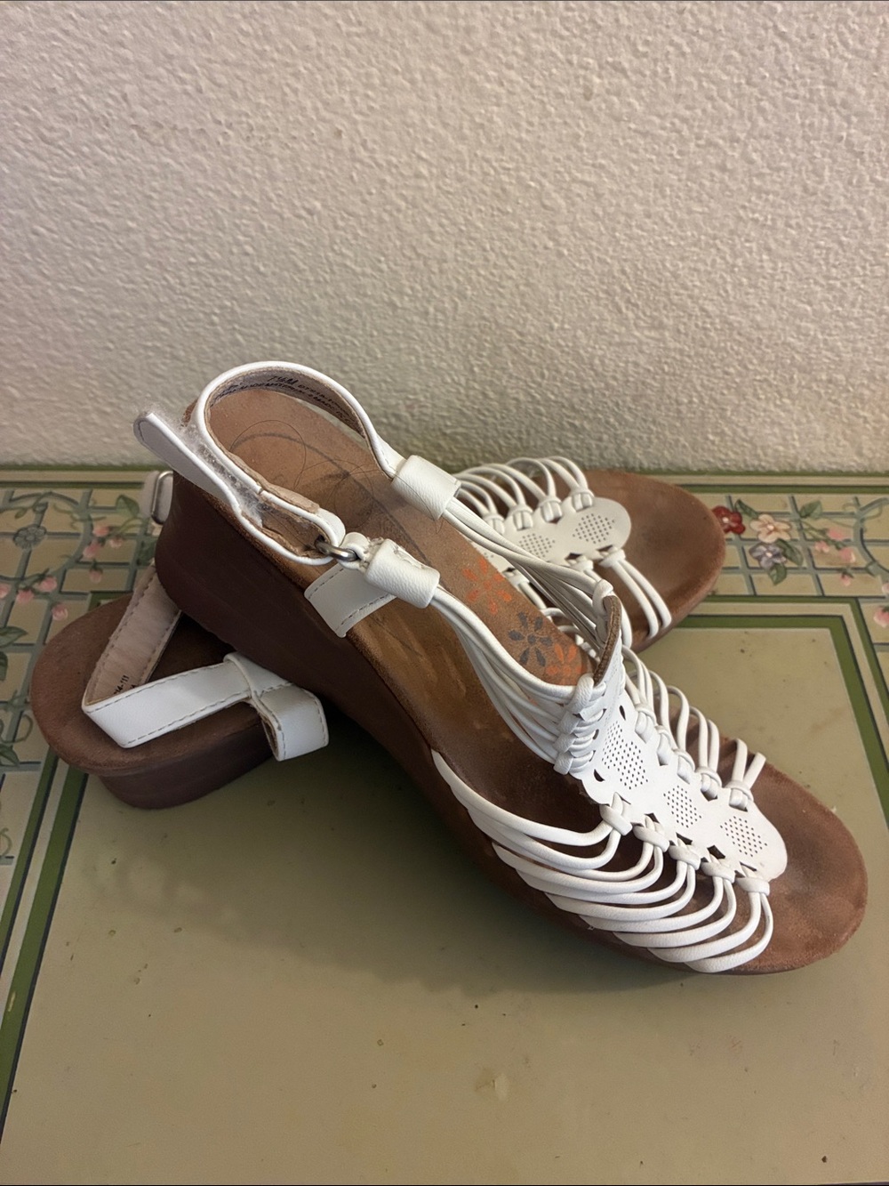 White Women’s Strappy Wedge Sandals - Comfort Style